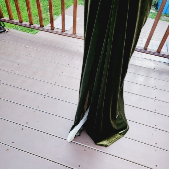 Green Evening Dress Velour One Shoulder Formal Split Side fits L - Picture 6 of 13